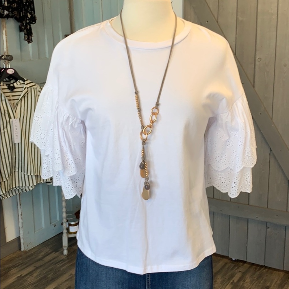 Short sleeve eyelet top